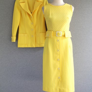 1970s - Sunshine and Lemonade - Two-Piece - Wiggle Dress - Blazer - by Mel Warshaw 