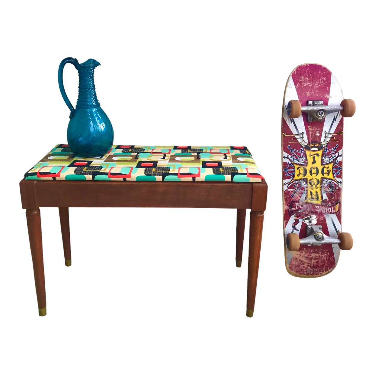 Vtg Mid-Century Bench | Entryway Storage Seating | Googie Upholstry ...