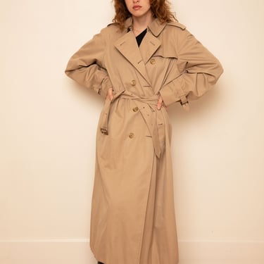 Vintage BURBERRY Trench Coat Khaki Nova Check Lining With Wool