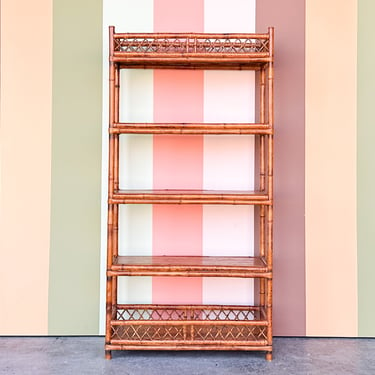 Tortoise Shell Rattan Etagere