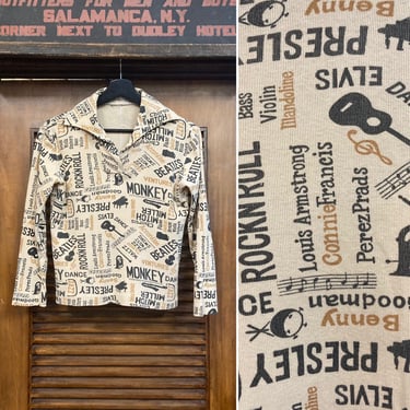Vintage 1960’s Rock n’ Roll Jazz Big Band Knit Mod Pullover Top, 60’s Pullover Shirt, 60’s Mod Shirt, Vintage Band Top, Vintage Clothing 