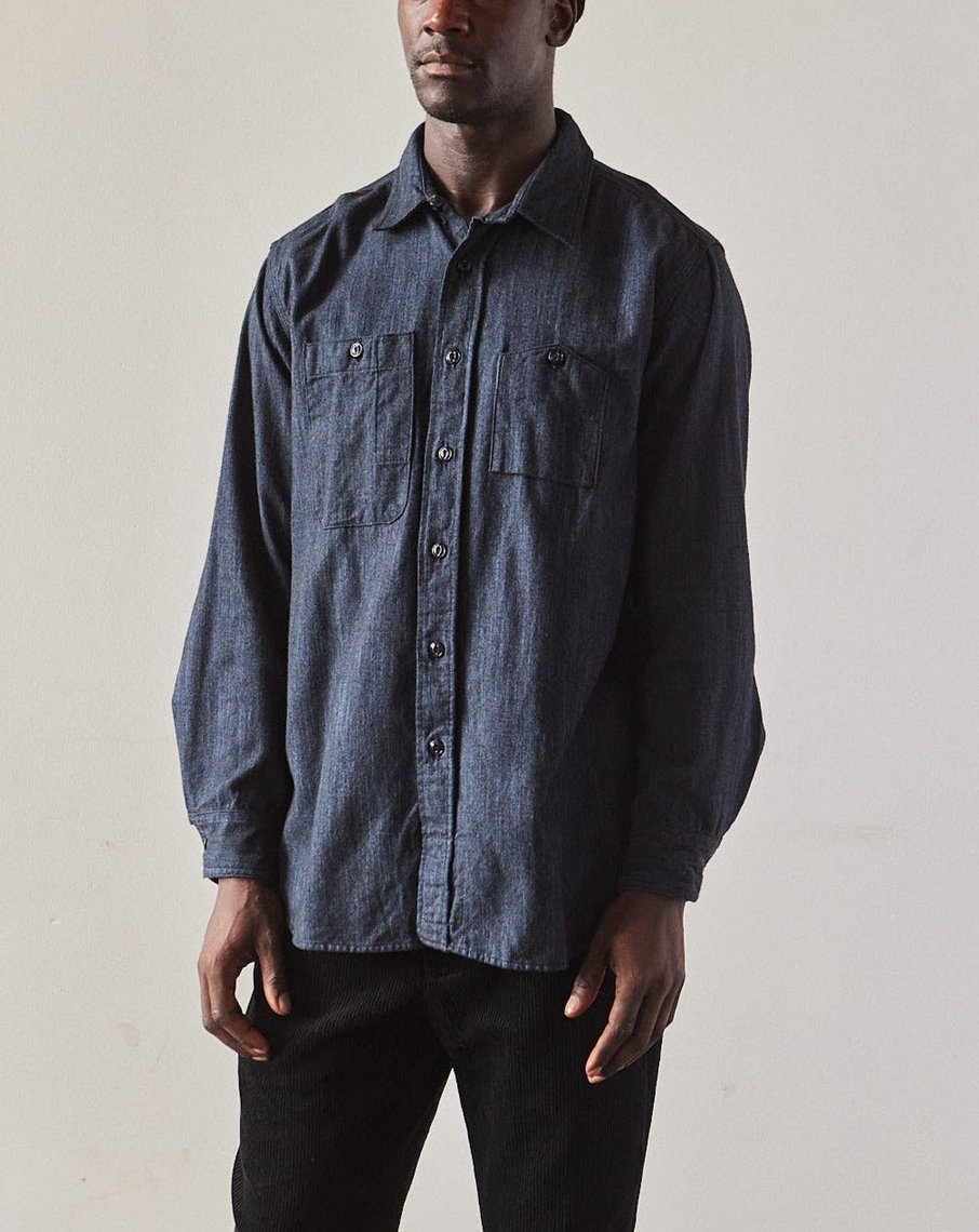 ENGINEERED GARMENTS Work Shirt ネルシャツ Engineered Garments Cotton Flannel Work Shirt, Navy Melange
