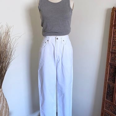 Vintage 90’s High Waisted White Denim Baggy Jeans, XS 