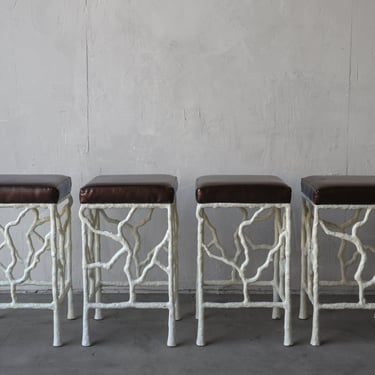 Set of 4 Cast Metal Branch Counter Stools 