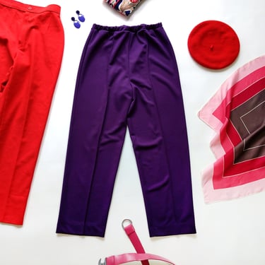 Basic Retro Vintage 60s 70s Purple Polyester Pants by Vera Neumann 