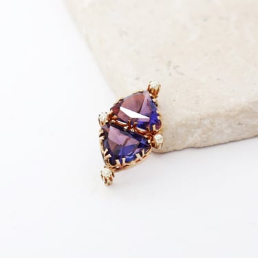 Amethyst gold brooch | Antique vintage Edwardian large Amethyst 9k gold seed pearl brooch 