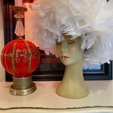vintage 1980s white feather hat deadstock Mr D statement avant garde kentucky 