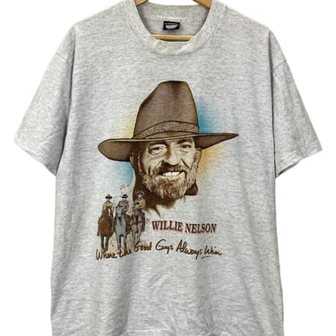 Vtg 1990 Willie Nelson Good Guys Always Win Cowboys Country Music T-Shirt XL