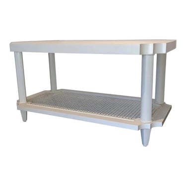 Jonathan Charles Organic Modern Gray Painted Caned Cocktail Table