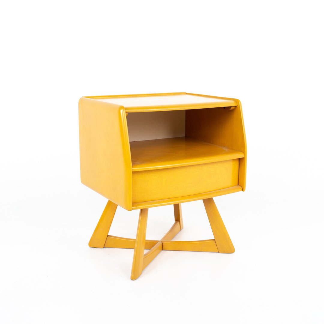 Heywood Wakefield Sculptura Mid Century X Base Wheat Nightstand