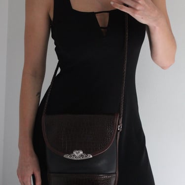 Sweet Vintage Embossed & Smooth Leather Shoulder Bag