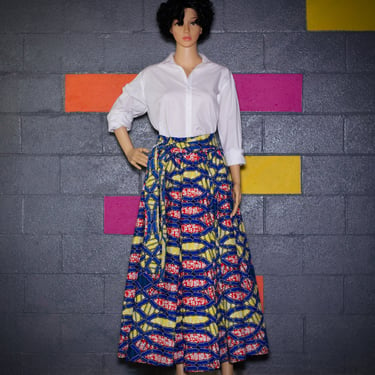 Vintage Deadstock Ankara Broadcloth Maxi Skirt | Medium / Large | 19 
