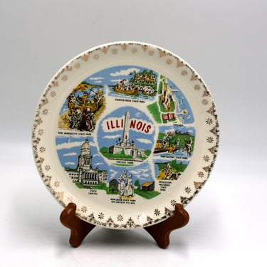 vintage Illinois Souvenir Plate 