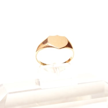 Vintage 14K Yellow Gold Signet Ring, Polished Gold Seal Ring, Blank Gold Emblem Ring, Size 7 1/2 US 