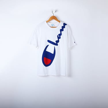 L // 90s Champion Graphic T-Shirt – Vintage Streetwear, Hipster, Oversized T-Shirt 