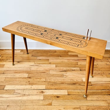 Large Handmade MCM Cribbage Board Table