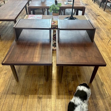 Pair of Walnut Step End Tables 1960s