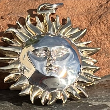 Sergio Bustamante ~ Mexican Sterling Silver Celestial Sun Face Pendant - 26 Grams 