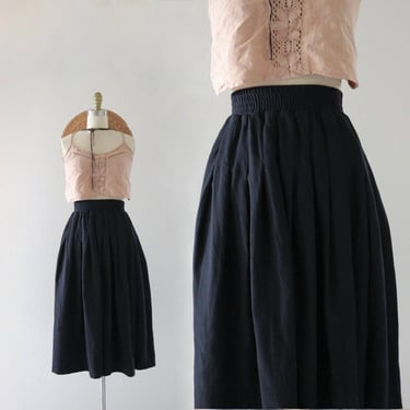 full black wool skirt - 23-29 -vintage 90s y2k womens wool classic academia Oxford library midi small skirt 