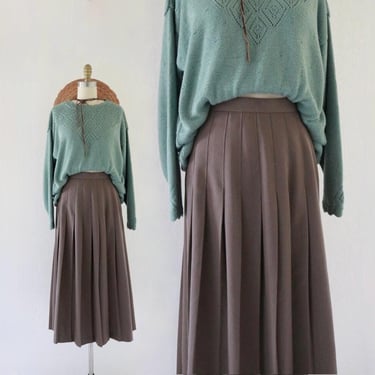 walnut wool library skirt - 27 - vintage 70s 80s brown minimal classic fall natural neutral earth tone 