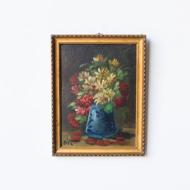 Roses in Blue Vase Still Life Oil Painting