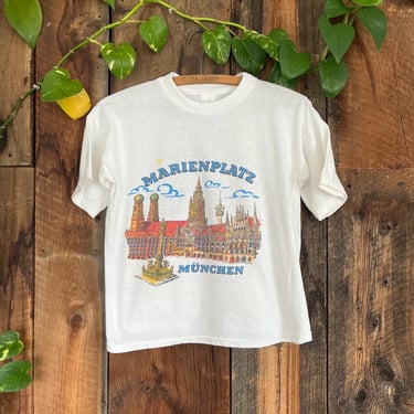 Vintage 80s Marienplatz Munchen Munich Germany water print t shirt baby t size S 