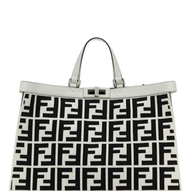 Fendi Women Embroidered Fabric X-Tote Shopping Bag