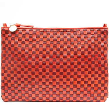 Flat Clutch w/ Tabs - Bright Poppy & Bordeaux