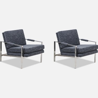 Milo Baughman Steel Lounge Chairs for Thayer Coggin