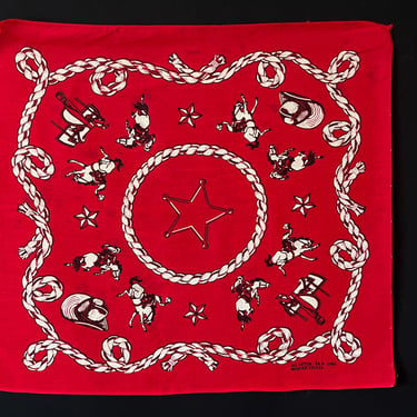 1950s cowboy bandana vintage rodeo graphic USA workwear neckerchief square 