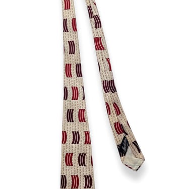 Vintage 1950s MANHATTAN Necktie ~ Atomic Print ~ Art Deco / Rockabilly / Swing ~ Neck Tie / Cravat 