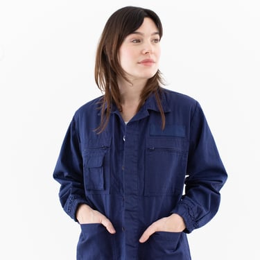 Vintage Dark Rich Blue Chore Coat | Navy Unisex Cotton Utility Work Jacket | Made in Italy | S M | IT501 