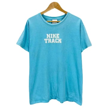 Vintage Y2K Nike Track Light Blue T-Shirt Fits Large