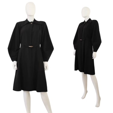 STUNNING 1940s Bishop Sleeve Coat - 1940s Black Princess Coat - 1940s Black Coat - Bishop Sleeve Princess Coat - 1940s Coat | Size Medium 