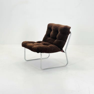 Mid century Brown velvet lounge chair 