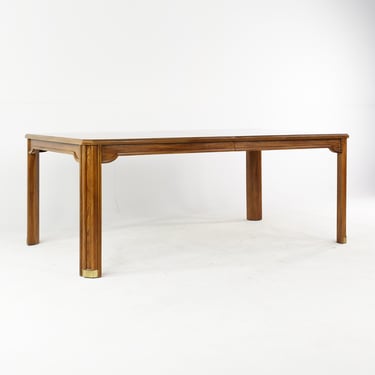 Hickory Manufacturing Company Mid Century Expanding Burlwood Inlaid Dining Table with 2 Leaves - mcm 