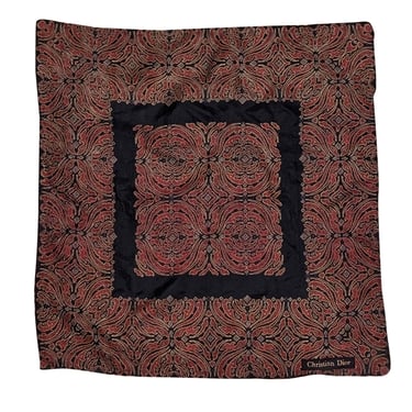 Christian Dior - Navy & Red Print Silk Scarf