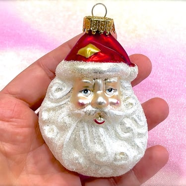 VINTAGE: Glass Christmas Santa Ornament - Present Ornament - Mercury Ornament - Holiday - Xmas 