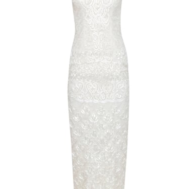 Sue Wong - Embellished White Lace Cap Sleeve Gown Sz 0