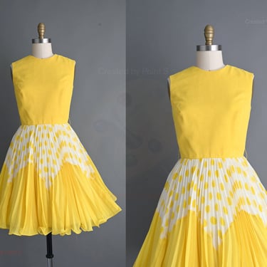 vintage 1960s dress | Jack Bryan Yellow Polka Dot Cotton Dress | Medium 