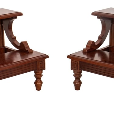 George III Style Mahogany Library Steps, Pair