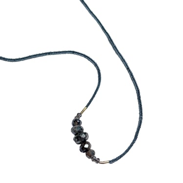 Debbie Fisher | Grey Seed Beads with Mystic Labradorite Center Necklace