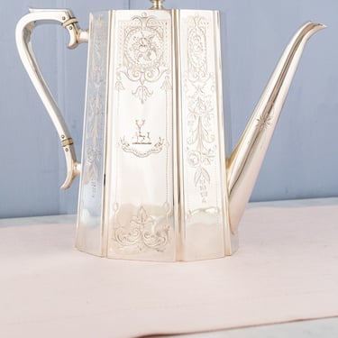 "By Virtue Not By Words" Antique Silverplate Coffeepot