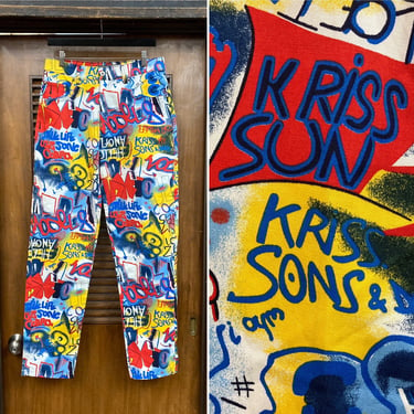 Vintage 1990’s w31 Hip Hop Streetwear Graffiti All Over Print AOP Pants, 90’s Jeans, Vintage Clothing 