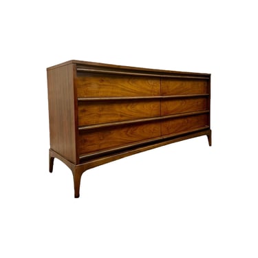 Free shipping within continental US - Vintage Mid Century Modern Solid Walnut 6 Drawer Dresser by Lane Dovetail Drawers 