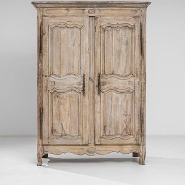 Antique French Limed Oak Armoire (1800) 