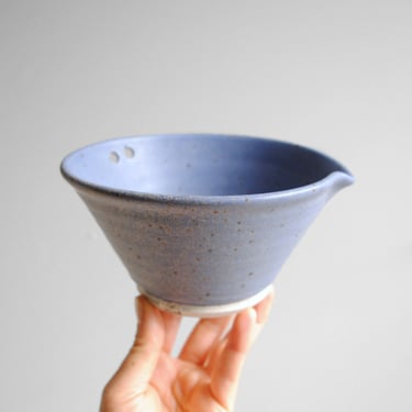 Handmade Blue Ceramic Noodle Bowl with Chopsticks Rest 