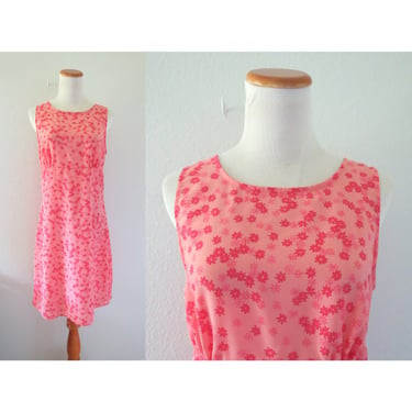 Y2K Dress Pink Floral Sleeveless 90s Sundress Size Medium 