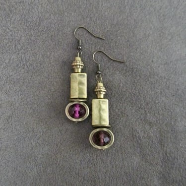 Bronze and purple crystal earrings 