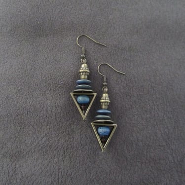 Geometric mixed media earrings, triangle 